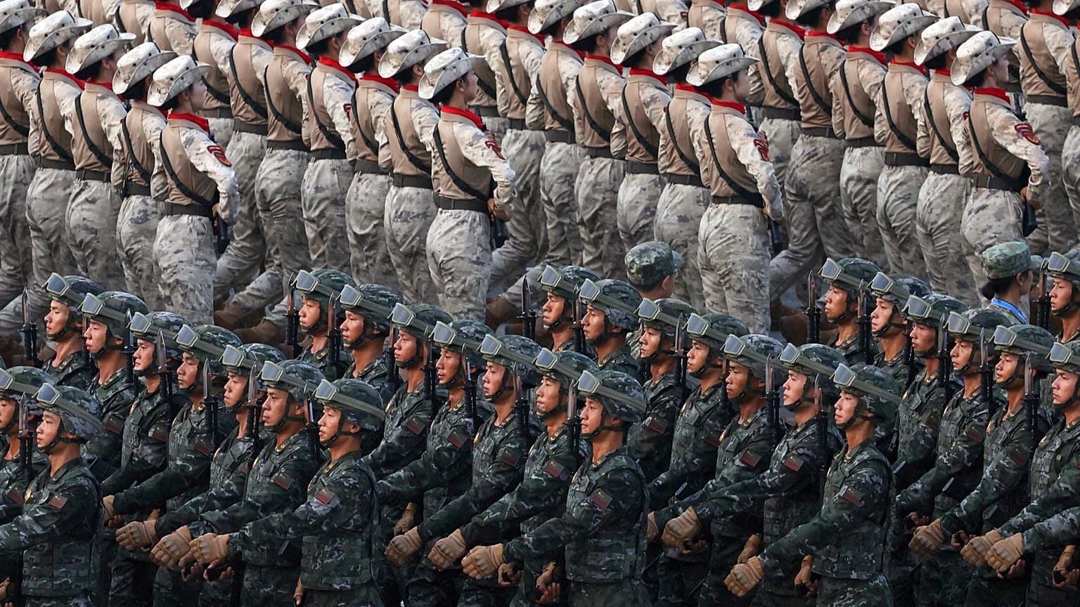 Military personnel take part in a parade to commemorate the 80th anniversary of the end of World War II in Beijing, 3 September, 2025