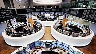 The trading room of the stock market is photographed in Frankfurt, Germany, Tuesday, Feb. 23, 2016