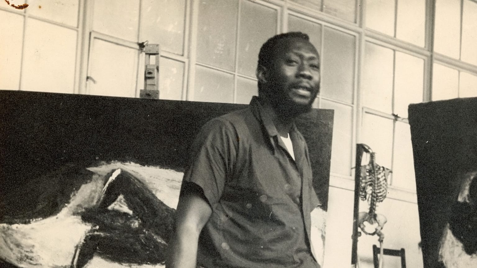 Frank Bowling, Royal College of Art atölyesinde.