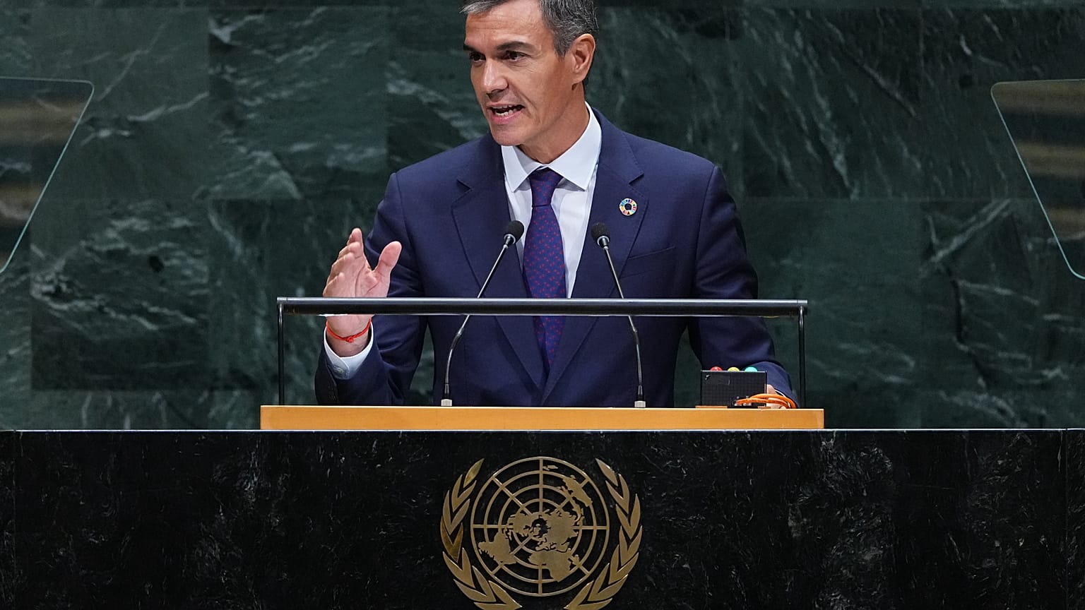 Sánchez, durante la asamblea de la ONU celebrada en Nueva York