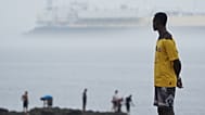 Irregular migrants at El Trampolín beach in the Spanish exclave of Ceuta