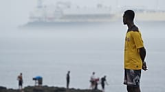 Irregular migrants at El Trampolín beach in the Spanish exclave of Ceuta
