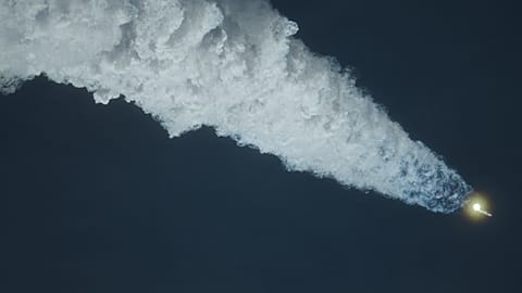 SpaceX's mega rocket Starship makes a test flight from Starbase, Texas, Monday, Sept. 28, 2026.