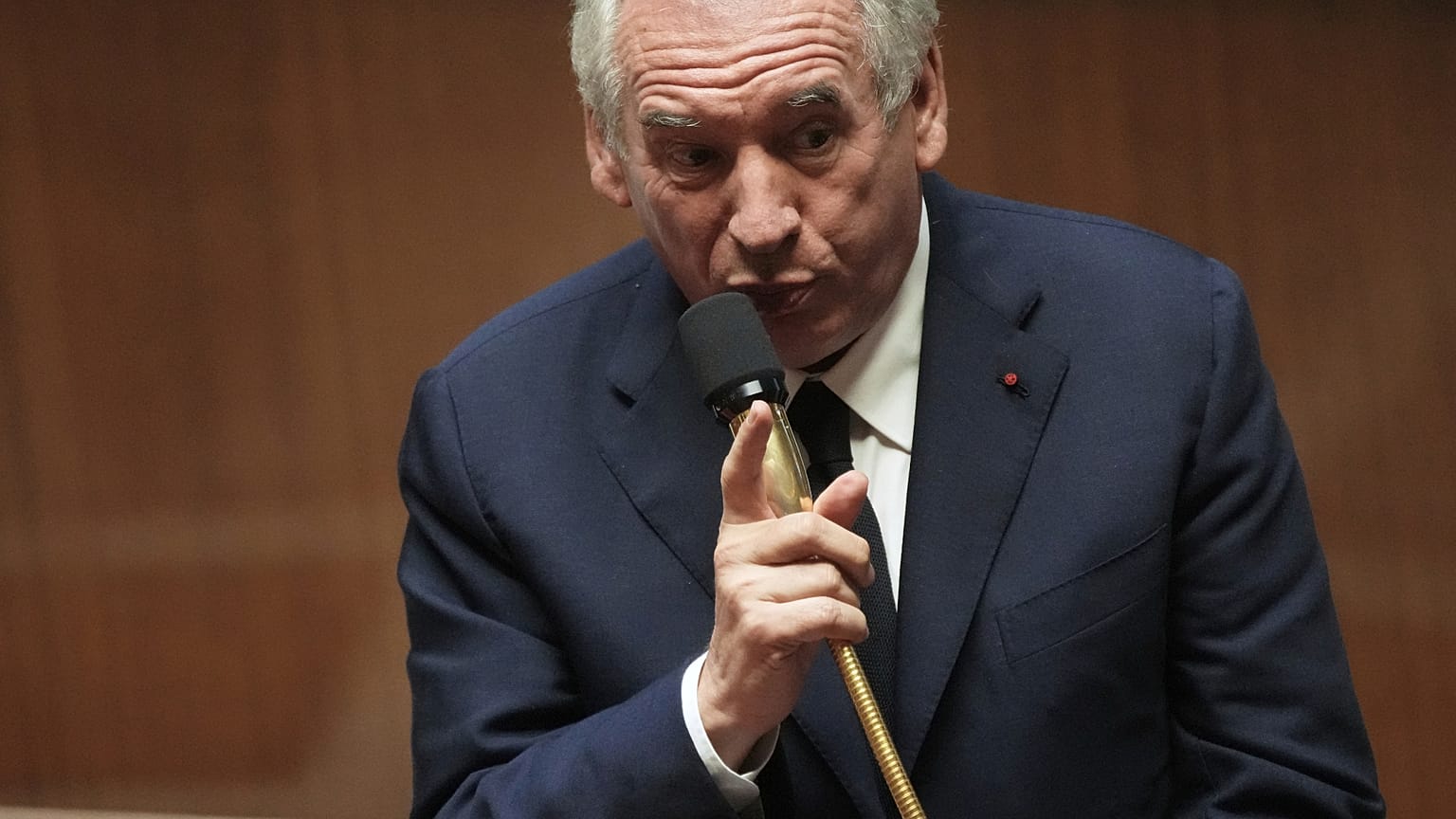 François Bayrou, chef du Modem, alors Premier ministre lors d'une allocution à l'Assemblée nationale, le 8 septembre 2025, à Paris.