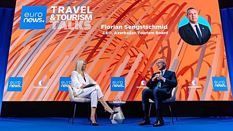 Florian Sengstschmid, CEO of the Azerbaijan Tourism Board, speaking at the Euronews Travel & Tourism Summit
