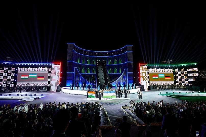 Uzbekistan, India and Germany take the podium at the closing ceremony of the 46th FIDE Chess Olympiad in Samarkand.