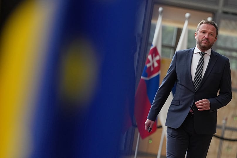 Estonia's Foreign Minister Margus Tsahkna arrives for a meeting of EU foreign ministers at the European Council building in Brussels, 11 May, 2026
