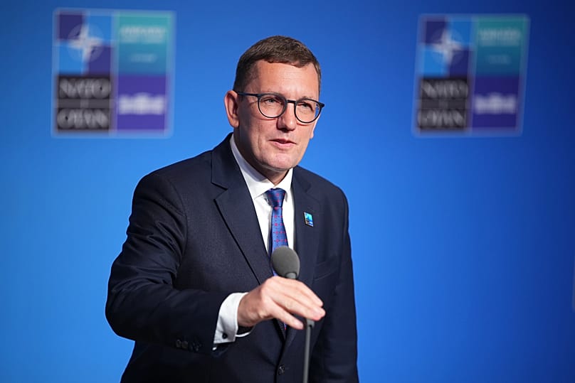Estonia's Prime Minister Kristen Michal speaks as he arrives for the NATO summit in Ankara, 8 July, 2026