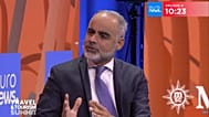Eduardo Santander, the CEO of the European Travel Commission, spoke to moderator Mared Gwyn-Jones at the event
