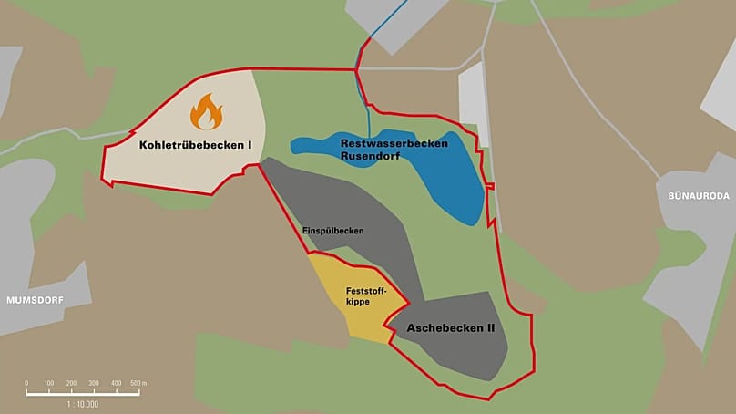 Das Kohletrübebecken, in dem unterirdisch weiterhin Kohle im Boden liegt, brennt seit mehreren Wochen.