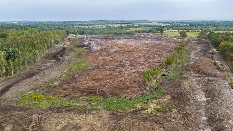 Blick auf das Kohletrübebecken bei Mumsdorf