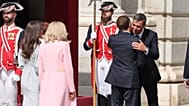 El presidente francés, Emmanuel Macron, saluda al presidente del Gobierno de España, Pedro Sánchez, en Madrid, el 29 de septiembre de 2026.