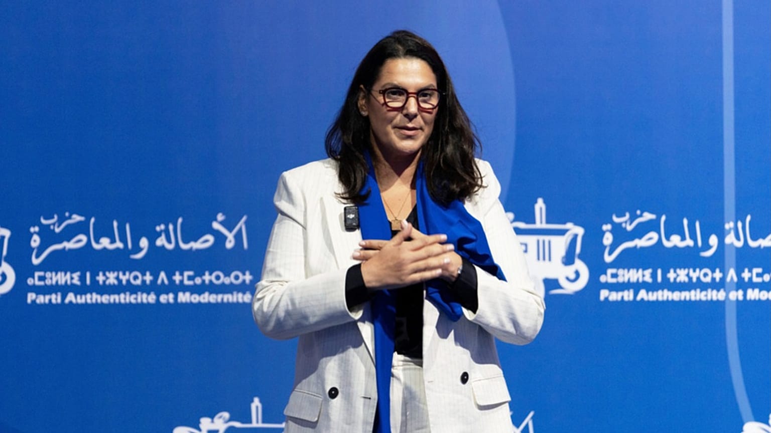 Fatima el-Mansouri takes part in an electoral rally for Authenticity and Modernity Party (PAM) in Tangier ahead of September parliamentary elections, Wednesday, Sept. 16, 2026