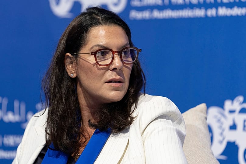 Fatima el-Mansouri takes part in an electoral rally for Authenticity and Modernity Party (PAM) in Tangier ahead of September parliamentary elections, Wednesday, Sept. 16, 2026