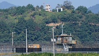 A North Korean military guard post and a South Korean post seen near the border in Paju, 29 September, 2026