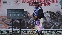 Benjamin Daniel, known as Ben Dancer, attempts dancing for 168 hours in a bid to set a Guinness World Record, at the freedom park in Lagos, Nigeria