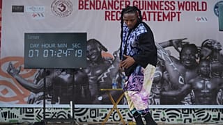 Benjamin Daniel, known as Ben Dancer, attempts dancing for 168 hours in a bid to set a Guinness World Record, at the freedom park in Lagos, Nigeria