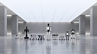 FILE. A line up of several humanoid and quadrupedal latest generation robots, 2026