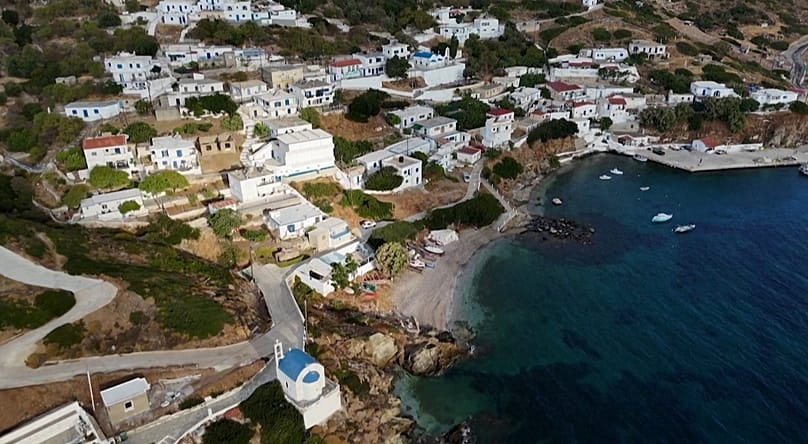 An aerial shot of the Greek island of Thymaina, 23 September, 2026