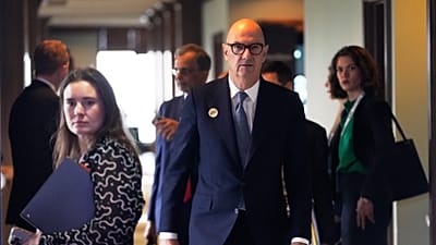 Roland Lescure, ministre français de l'Économie et des Finances, arrive à la réunion des ministres des Finances du G20 à Asheville, en Caroline du Nord, le 31 août 2026.