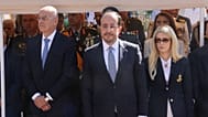 Νίκος Δένδιας, Νίκος Χριοστοδουλίδης και Αννίτα Δημητρίου στο Τρισάγιο στο Μνημείο Δημοκρατίας και Αντίστασης