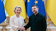 Ursula von der Leyen and Volodymyr Zelenskyy in July.