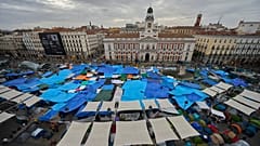 Vista de la acampada en la Plaza de Sol, en el centro de Madrid, con motivo de la crisis de la vivienda que vive España, el 30 de septiembre de 2026.