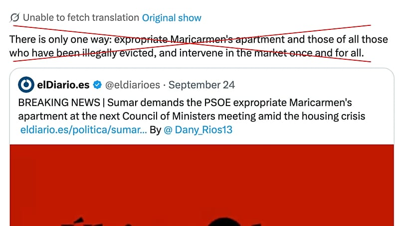 A tweet calling Maricarmen's eviction "illegal"