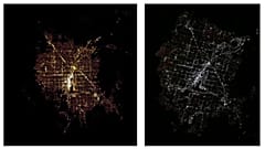 NASA astronotunun 2012 (solda) ve 2024'te (sağda) çektiği kent görüntüleri