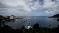 FILE - A view of the harbor on Catalina Island in Avalon, Calif, Saturday, April 18, 2020