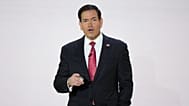 US Secretary of State Marco Rubio speaks to members of the audience ahead of a scheduled address by President Donald Trump, Tuesday, Sept. 29, 2026, in Washington