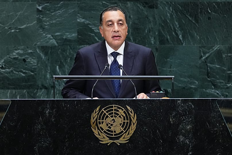 Egypt's Prime Minister Moustafa Madbouly addresses the 81st session of the United Nations General Assembly at UN headquarters in New York, Friday, Sept. 25, 2026