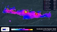 . Map of cumulative rainfall, along with the eight highest totals from Wednesday 30/09 to midday Thursday 01/10/2026 in Crete