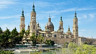 View of Basilica-Cathedral of Our Lady of the Pillar, Zaragoza, Spain.
