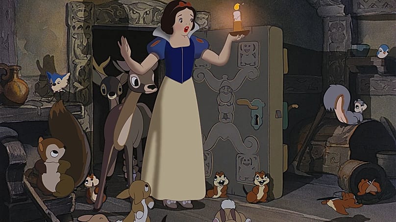Filmszene aus "Schneewittchen und die sieben Zwerge"