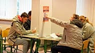 FILE: Polling stations opened Saturday in Latvia for a general election, Riga, Latvia, Saturday, Oct. 1, 2022.