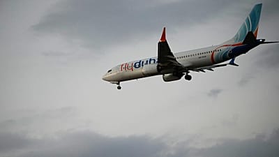 An FlyDubai plane carrying Israeli passengers who had earlier been aboard another FlyDubai aircraft that made an emergency landing in Saudi Arabia approaches near Tel Aviv.