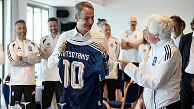 Ο πρωθυπουργός Κυριάκος Μητσοτάκης συναντάται με την Εθνική Ελλάδος Ποδοσφαίρου, στη Θεσσαλονίκη, το Σάββατο 3 Οκτωβρίου 2026