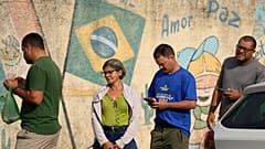 Voters queue at a polling station during the general election in Brasília, Brasília, on Sunday, 4 October 2026.