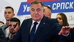Milorad Dodik of the Alliance of Independent Social Democrats (SNSD), speaks after the publication of general election results, in Banja Luka, Bosnia, Sunday, Oct. 4, 2026