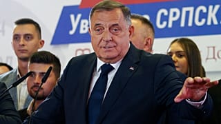 Milorad Dodik of the Alliance of Independent Social Democrats (SNSD), speaks after the publication of general election results, in Banja Luka, Bosnia, Sunday, Oct. 4, 2026