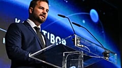 Kapu Tibor kutatóűrhajós beszédet mond a HUNOR-program jubileumi, Kapu Tibor felbocsátásának első évfordulója alkalmából rendezett ünnepségén 