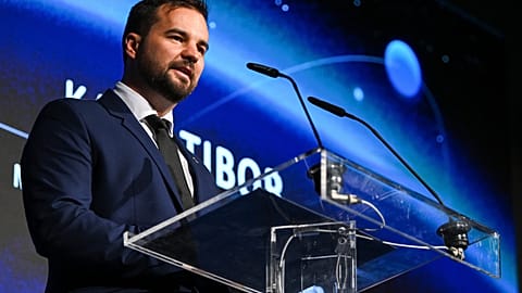 Kapu Tibor kutatóűrhajós beszédet mond a HUNOR-program jubileumi, Kapu Tibor felbocsátásának első évfordulója alkalmából rendezett ünnepségén 