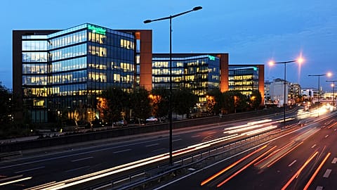 File - Schneider Electric’s headquarters, Le Hive, in Rueil-Malmaison, near Paris, pictured in November 2009.