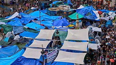 Foto aérea de la acampada de la Puerta del Sol