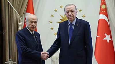 ΑΡΧΕΙΟ: Ο πρόεδρος της Τουρκίας Ρετζέπ Ταγίπ Ερντογάν δέχθηκε τον πρόεδρο του Κόμματος Εθνικιστικού Κινήματος (MHP) Ντεβλέτ Μπαχτσελί στο προεδρικό μέγαρο. / 6 Αυγούστου 2026