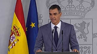 El presidente del Gobierno de España, Pedro Sánchez, durante la conferencia de prensa en la Moncloa, 6 de octubre 2026