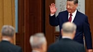 Chinese President Xi Jinping arrives for the National Day reception on the eve of the 77th founding anniversary of the People's Republic of China.  Sept. 30, 2026. 