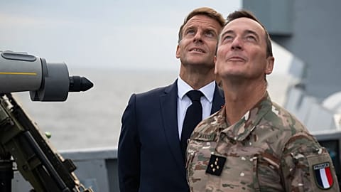 Emmanuel Macron attends the launch.