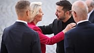 Ukraine's President Volodymyr Zelensky, center right, and European Commission President Ursula von der Leyen, center left.